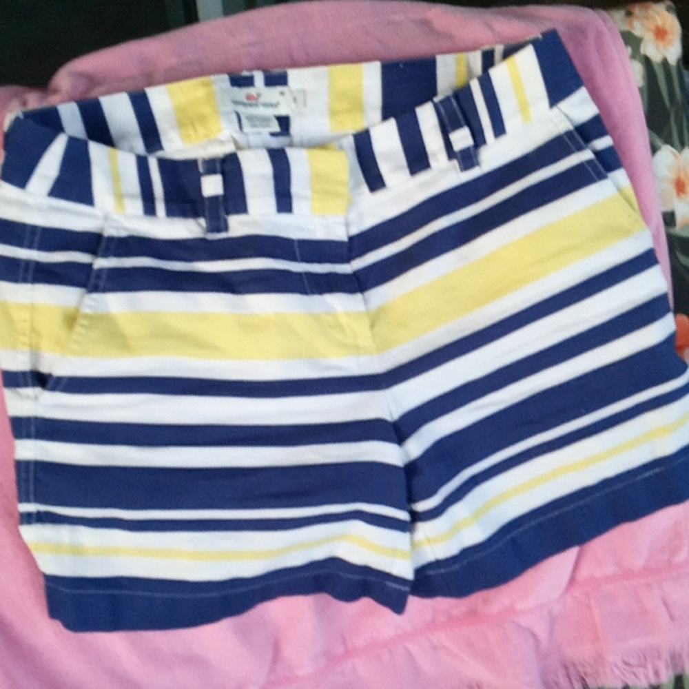 Vineyard Vines Blue and Yellow striped shorts size zero